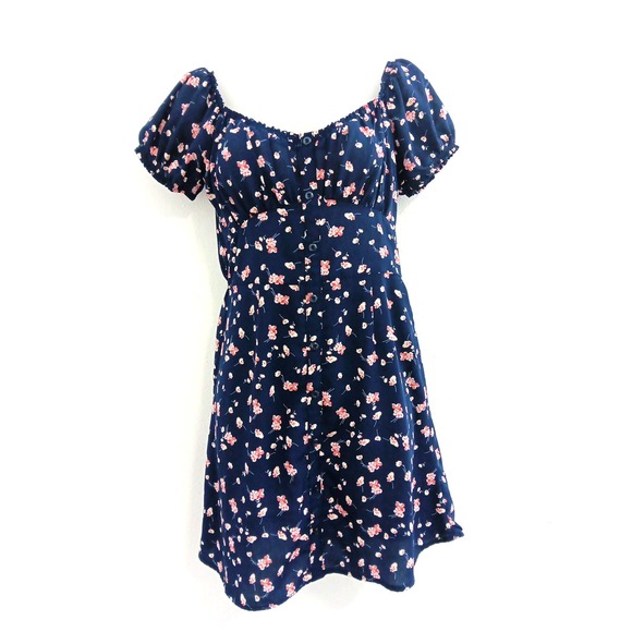 Trixxi Dresses & Skirts - VTG Tixxi Y2K Babydoll Dress Womens Small Blue Dainty Floral Fairy Milkmaid 90's